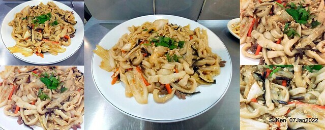 「石牌彈牙彈牙麵店 」(fried pork slices with eggs,  noodleand fungi, noodle shop), Taipei, Taiwan, SJKen, Jan 7, 2022.