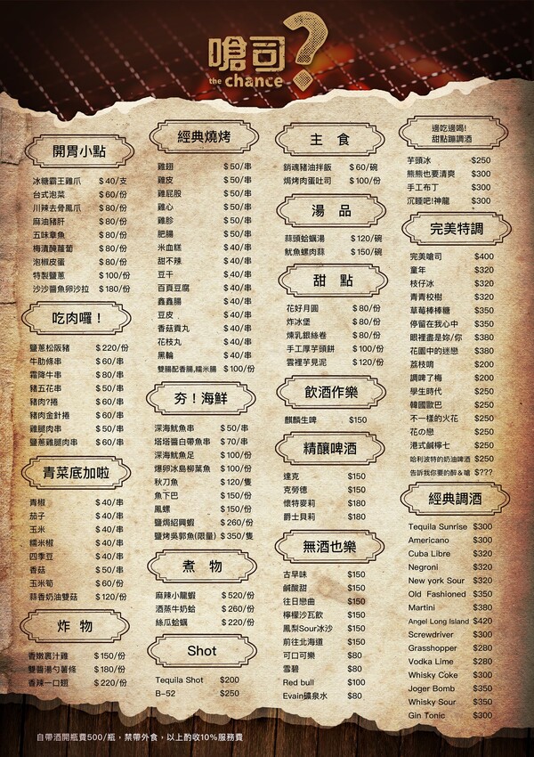 台北美食｜嗆司台式串燒～台式串燒也可以很有儀式感！被串燒耽誤的酒吧調酒款式爆多！桌桌必點鹽烤吳郭魚、