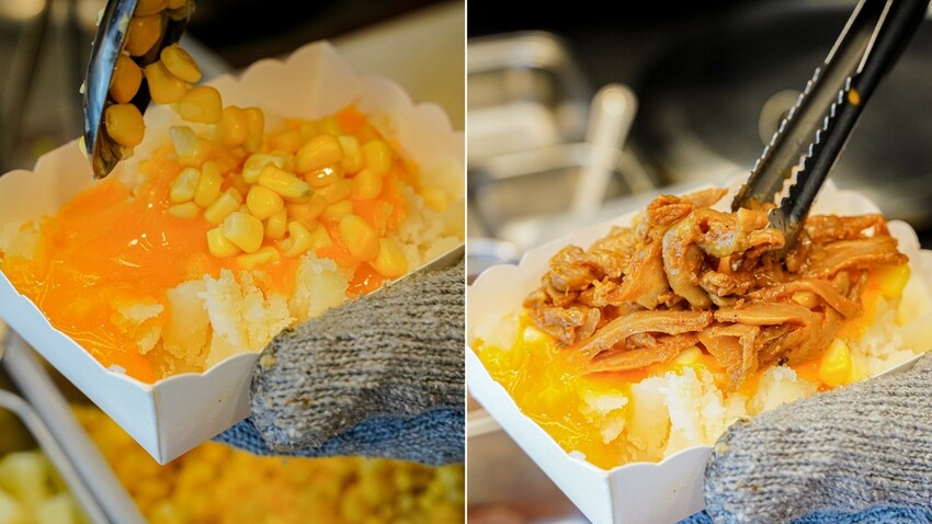 高雄美食|瑞豐夜市現烤馬鈴薯淋上起司醬太銷魂了~滿滿餡料超有飽足感/薯寶寶超濃起司馬鈴薯