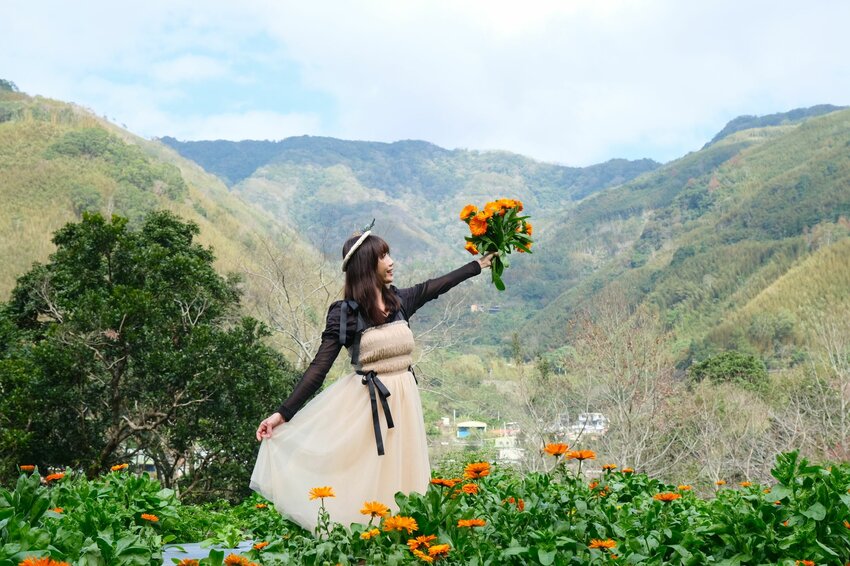 新竹尖石鄉秘境 那羅山谷裡的金盞花海 『 山裏花見那羅灣金盞花季』那羅灣休閒農業區 - 安妮的天空