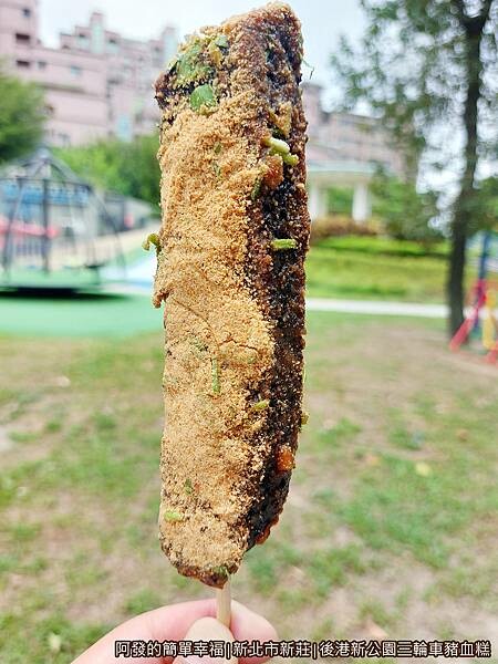 後港新公園三輪車豬血糕07-豬血糕到手.jpg