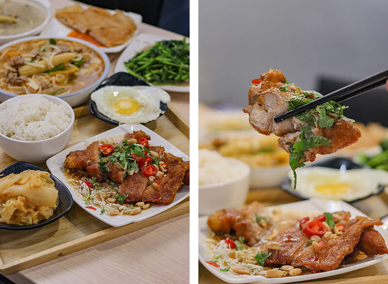 朝正泰新竹旗艦店 | 大份量泰式料理，主打黃綠紅咖哩，咖哩飯，蝦醬空心菜、酸辣蔬菜湯只要$90，+$50可以升級雙倍肉量