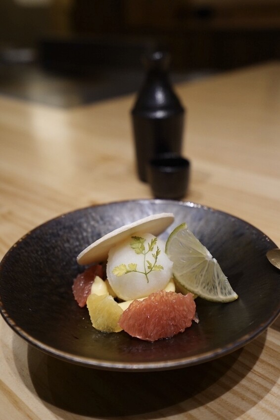 阪前和牛高級日式鐵板燒美食推薦-柚香檸檬雪酪