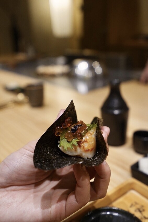 阪前和牛高級日式鐵板燒美食推薦-干貝手捲