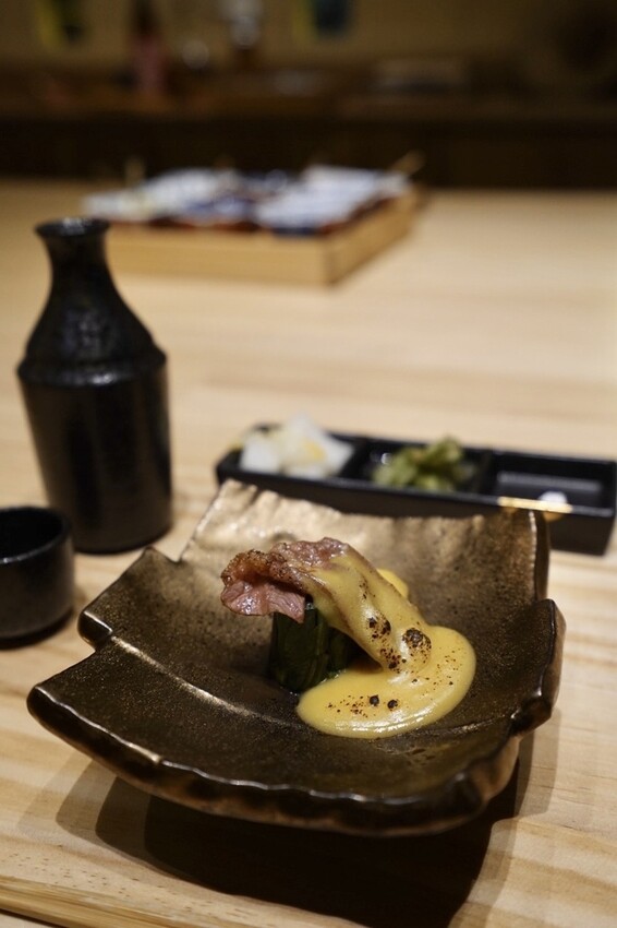 阪前和牛高級日式鐵板燒美食推薦-和牛野菜玉味噌