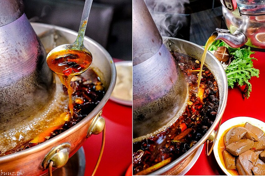 小瀋陽酸菜白肉鍋，新址裝潢走黑紅色風格，炭火銅鍋清甜酸白菜涮五花肉溫順香甜！