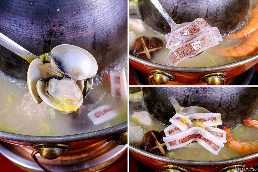 小瀋陽酸菜白肉鍋，新址裝潢走黑紅色風格，炭火銅鍋清甜酸白菜涮五花肉溫順香甜！