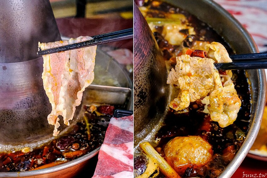 小瀋陽酸菜白肉鍋，新址裝潢走黑紅色風格，炭火銅鍋清甜酸白菜涮五花肉溫順香甜！