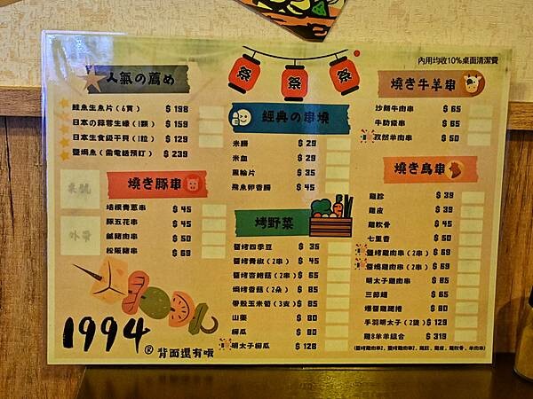 1994串燒居酒屋|楠梓區美食|年節不休息|1月底前啤酒暢飲$299|喝酒配串燒大快朵頤|限量鹽焗魚需提前預訂