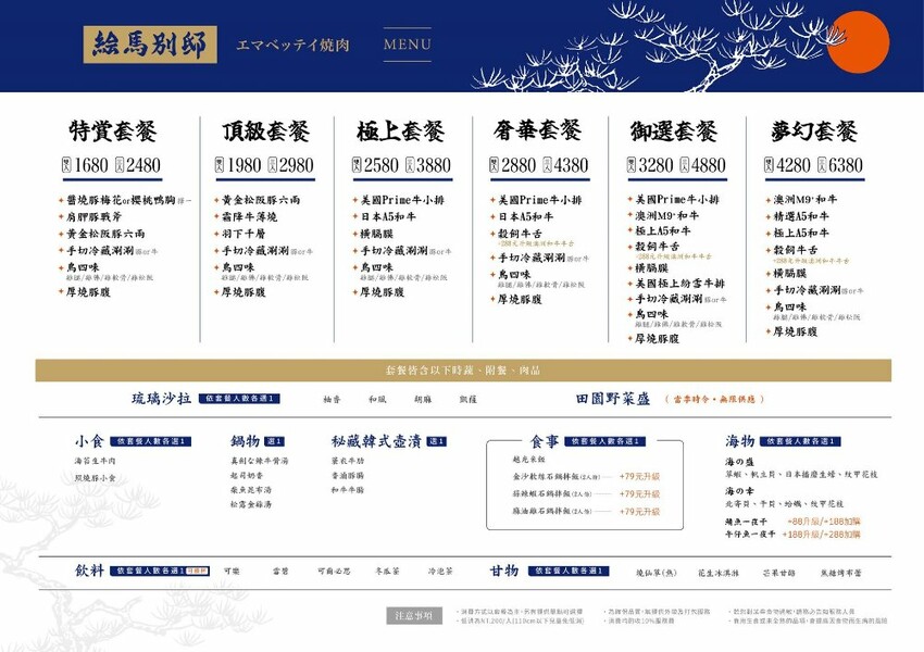 絵馬別邸｜築間燒肉新品牌，套餐最低1680元起，營業至凌晨兩點半