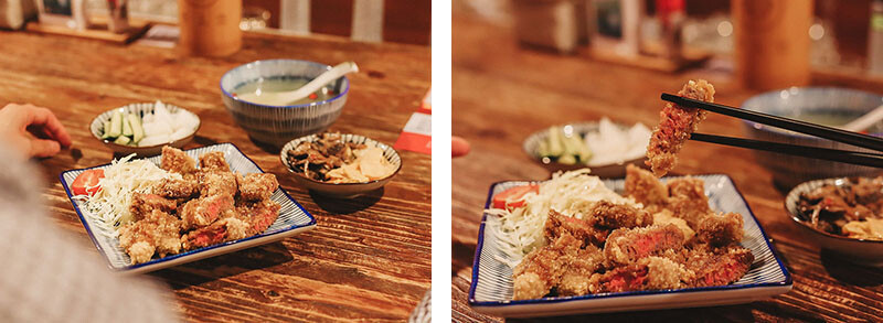 「牛未來Sugoi」竹北洞穴主題食堂，中午就營業，多種定食價位親民，還有牛肉、牛肚、牛筋特色石鍋，適合周末三五好友聊天聚餐