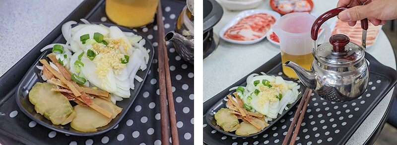 大湖口火鍋城 一盤肉只要$100元，桌邊麻油爆炒石頭火鍋，還有紅燒鰻、吉古拉特色火鍋鍋料一起吃