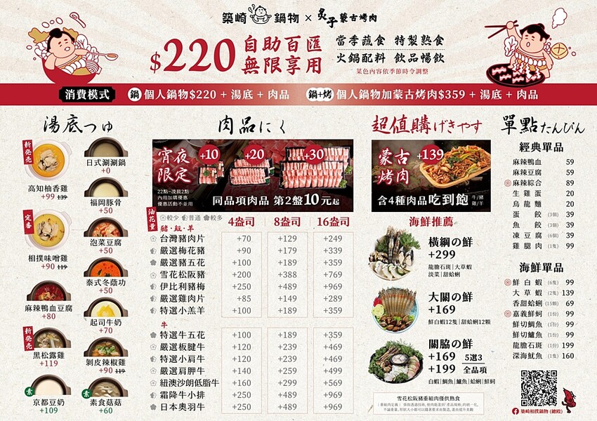 開幕限定！！ 火鍋+蒙古烤肉吃到飽最低只要$278，爽嗑50種以上食材，還免收服務費！