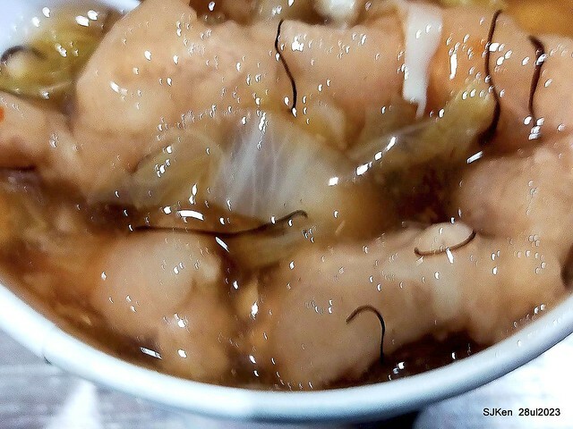 Pork meat soup and Braised Rice with Pork and Soy Sauce Taiwan light dishes store "興安街強記圓環肉羹" at Taipei, Taiwan on Jul 28, 2023.