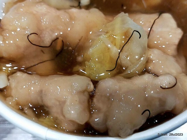 Pork meat soup and Braised Rice with Pork and Soy Sauce Taiwan light dishes store "興安街強記圓環肉羹" at Taipei, Taiwan on Jul 28, 2023.