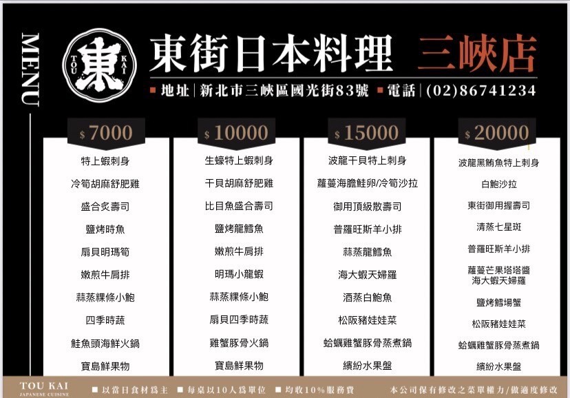 【 三峽日本料理 】父親節還找不到去哪慶祝嗎？來東街日本料理絕對是最好的選擇，不論是日本料理、合菜、桌