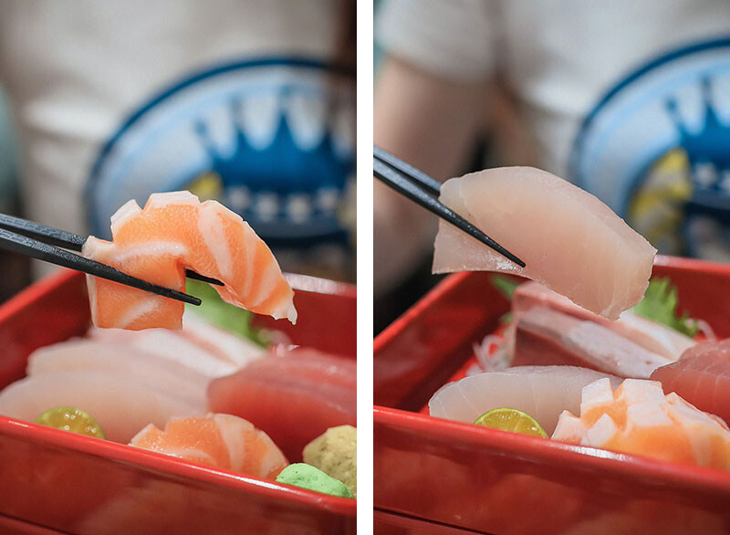 竹北日式料理 馬的生食丼 新鮮海鮮生食丼飯加點鮮魚味增湯只要$9元 內用免費續湯 Google評論鮭魚卵手捲買一送一
