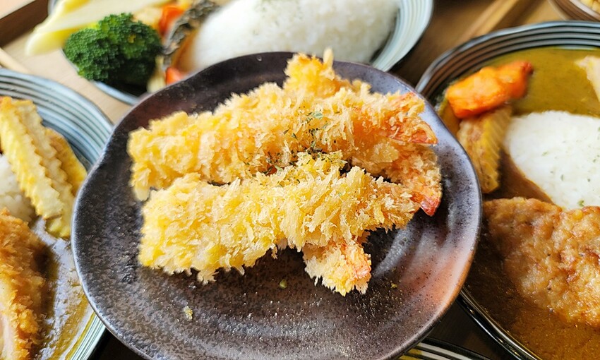 咖哩控注意！！只要百元就能吃到手作濃郁炸物咖哩系列，還有點心、小菜任你搭，就在靠山咖哩！！