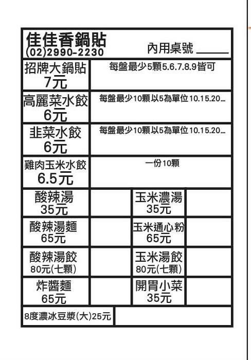 【美食】「佳佳香鍋貼幸福店」新莊鍋貼推薦、新莊銅板美食推薦，捷運幸福站美食推薦 (附菜單)