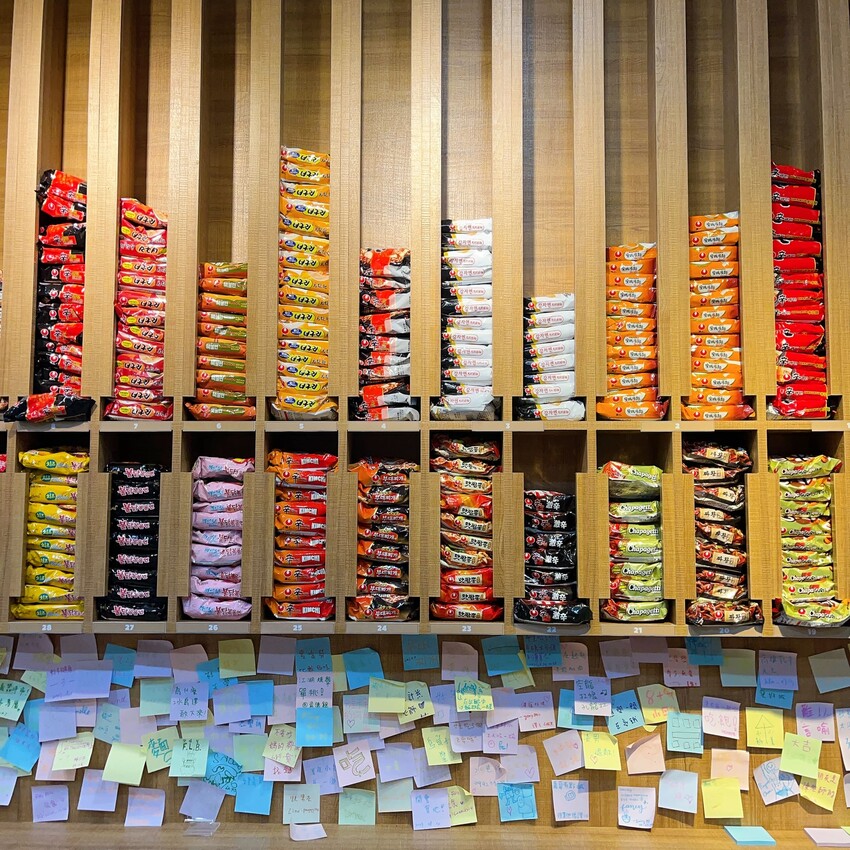 全台第一間24小時無人韓式拉麵店就開在中壢，半夜肚子餓來這裡吃就對了，滿滿的韓韓式泡麵你選