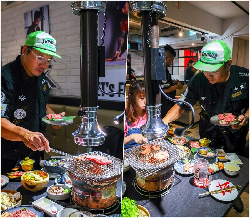 用餐時間沒預訂要排隊，台北超強炭火燒肉推薦，餐後甜點100分超強，桌邊服務懶人吃燒肉！