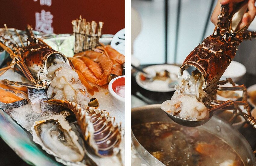 新竹六野鴛鴦鍋物全新開幕 奢華大龍蝦生食極干貝生蠔六人頂級豪華套餐只要$4999,六種自熬湯底內用白飯、王子麵免費供應