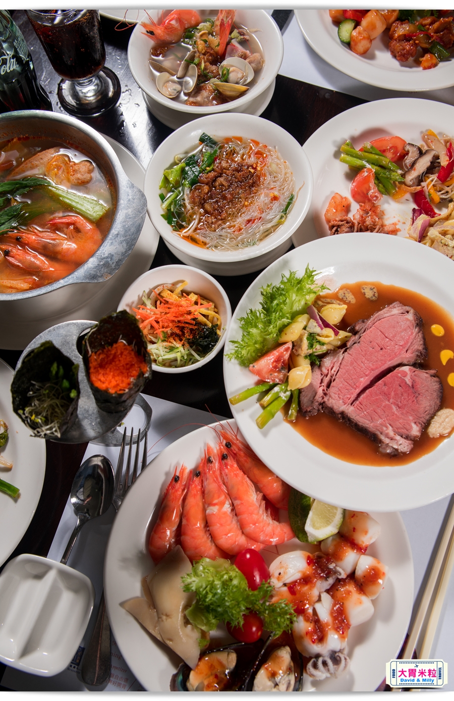 食尚Buffet月,吃到飽,高雄君鴻國際酒店,85百匯栢麗自助餐廳,招牌烤牛肉,蒙古烤肉,現點海鮮粥,精選主廚甜點,百樣餐點無限續盤 - 大胃米粒 DAVID & MILLY