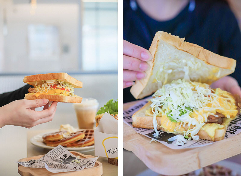 竹北樂房早午餐 純白通透環境享用山形吐司、鬆餅早午餐 結合扭蛋 街邊座位區一秒到國外