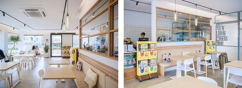 竹北樂房早午餐 純白通透環境享用山形吐司、鬆餅早午餐 結合扭蛋 街邊座位區一秒到國外