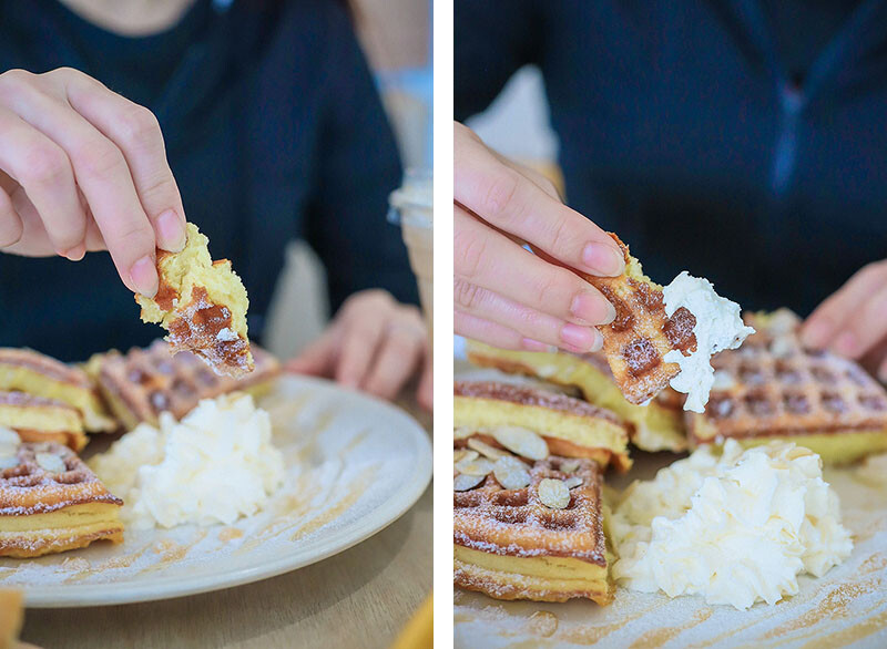 竹北樂房早午餐 純白通透環境享用山形吐司、鬆餅早午餐 結合扭蛋 街邊座位區一秒到國外