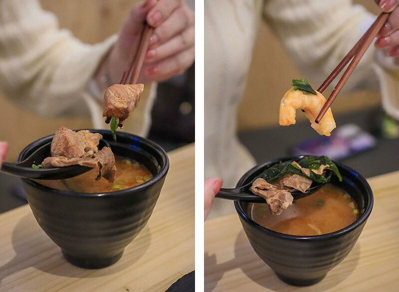 竹北尚羽水產 $99吃牛舌便當 店內品嘗生魚片，鮮凍南美生白蝦、2S等級生食級干貝，還有秋田牛、知床牛等多種和牛肉品販售