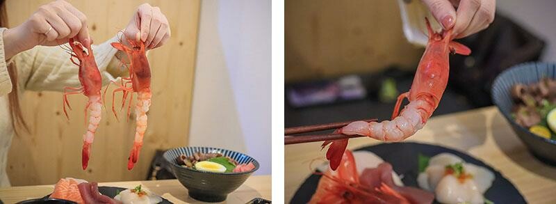 竹北尚羽水產 $99吃牛舌便當 店內品嘗生魚片，鮮凍南美生白蝦、2S等級生食級干貝，還有秋田牛、知床牛等多種和牛肉品販售