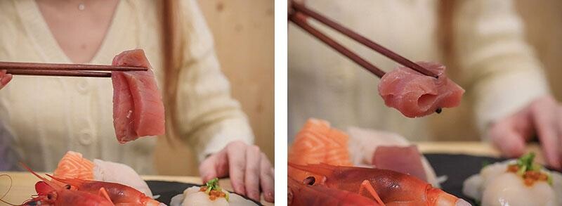 竹北尚羽水產 $99吃牛舌便當 店內品嘗生魚片，鮮凍南美生白蝦、2S等級生食級干貝，還有秋田牛、知床牛等多種和牛肉品販售