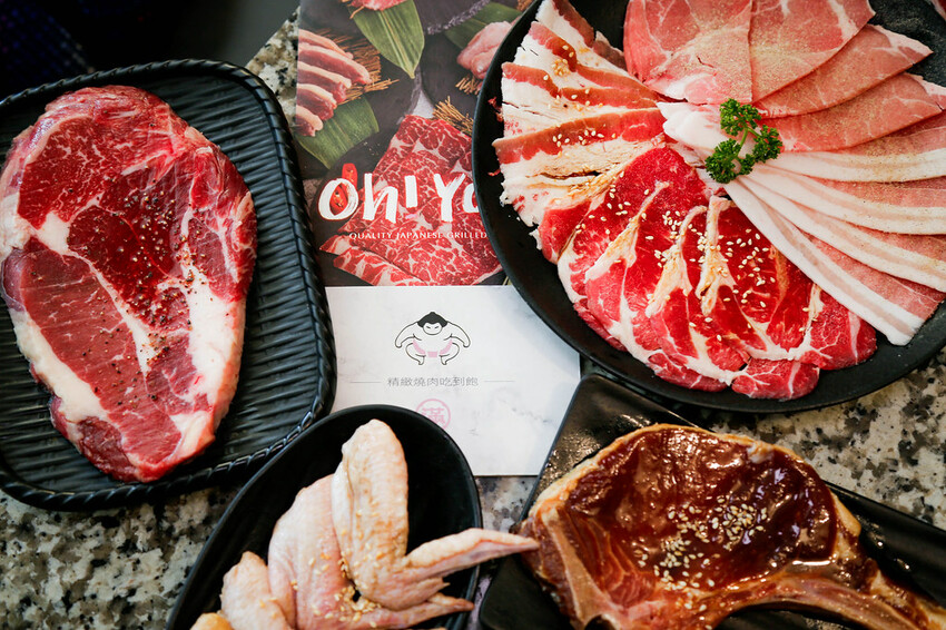 桃園燒肉饗宴每人599起隨你點~必點比臉大牛排．安格斯16oz嫩肩牛排、澳洲M9和牛~夜晚九點後免費升級飲品．Oh ! Yaki 精緻燒肉吃到飽-中壢店|