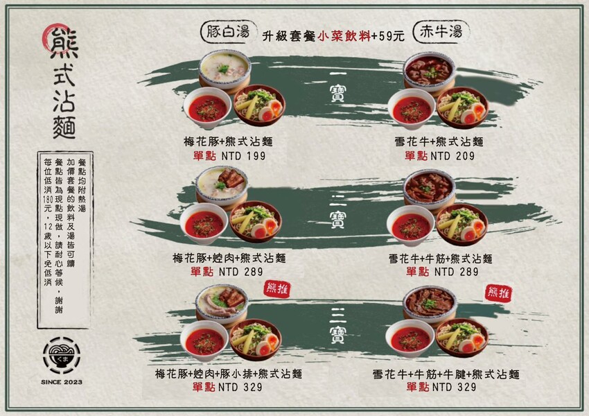 新竹縣竹北熊麵製造所。 全台獨創乾濕兩吃沾醬的創意麵食！ 超推QQ肥瘦黃金比例的焢肉！ (菜單營業時間地址電話) - 跟著踢小米吃喝玩樂趣