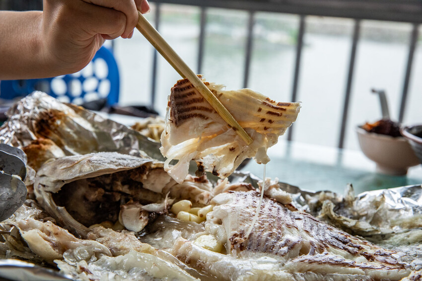 桃園市龍潭區三步五食休閒魚池｜網路上幾乎無資料的超大鹽烤魚！藏身釣魚池旁的隱藏版鮮魚料理