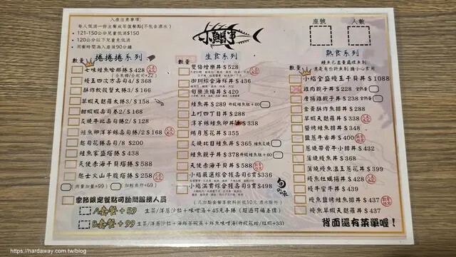 小鮨事日式料理菜單