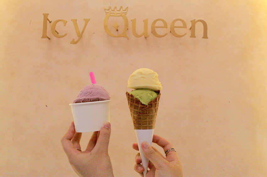 高雄市左營區吃。高雄美食|左營區。「愛絲葵義式冰淇淋 icy queen」新店報報!!!!!超佛心一大球義式手工冰淇淋只要60元