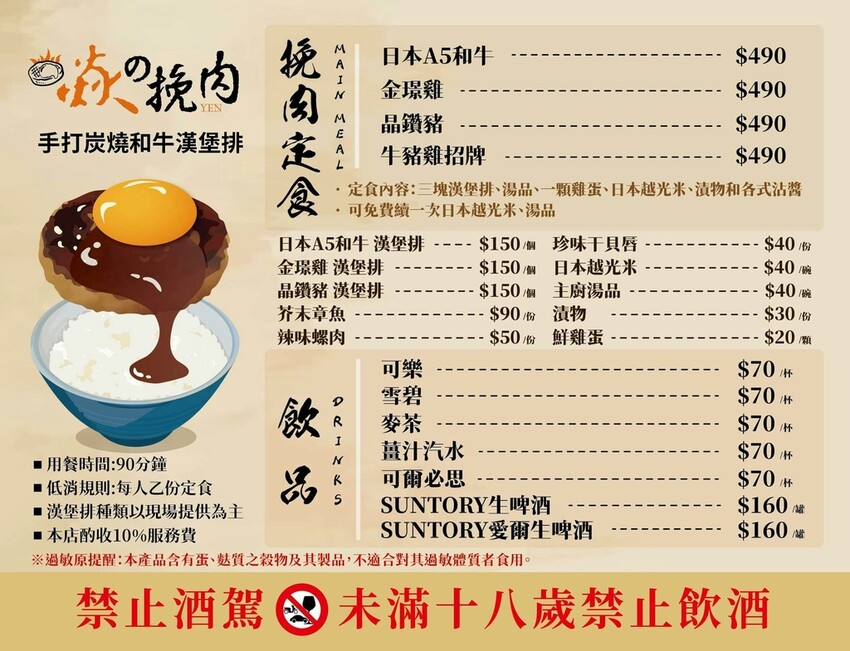 台北漢堡排推薦_焱の挽肉台北微風信義店，三種漢堡排，三小時限