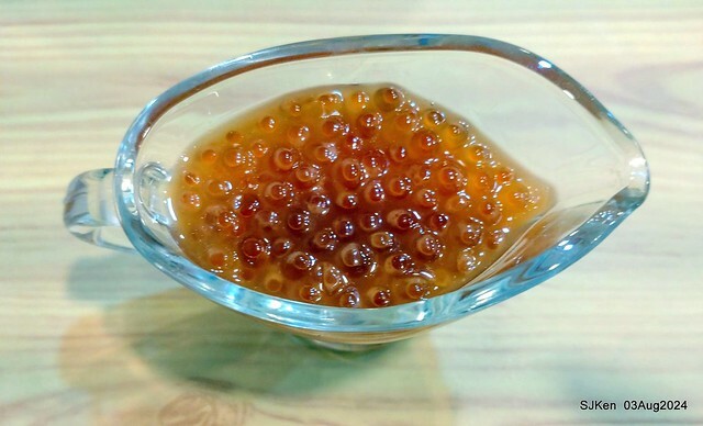 Braised Rice with Pork and Soy Sauce, Shrimp, Scallops and salmon roe of restaurant at East door market,  Hsinchu city, North Taiwan, SJKen  , Aug 3, 2024.