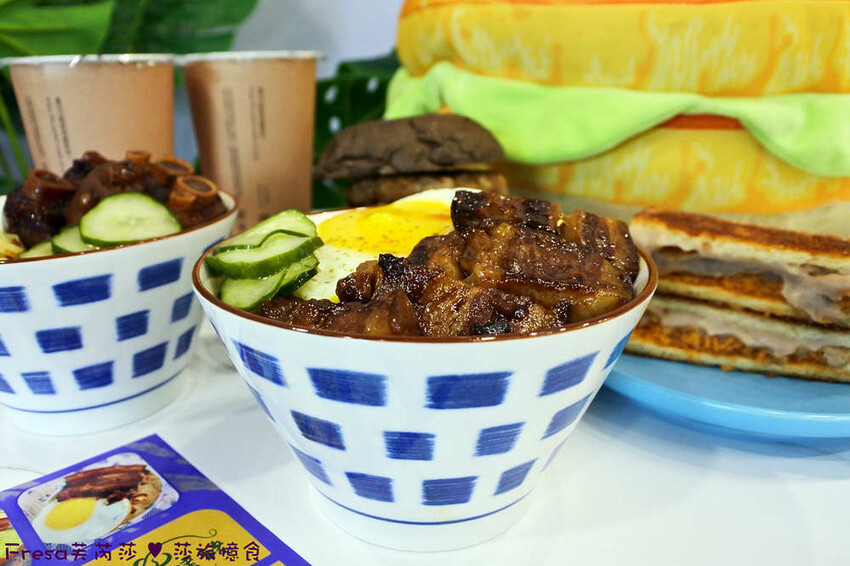 台南市善化區台南早午餐【玏食早午餐】九點開賣！爌肉飯＋豬腳飯一早吃飽飽.推薦８盎司漢堡排堡、芋泥肉鬆焦糖吐司│善化