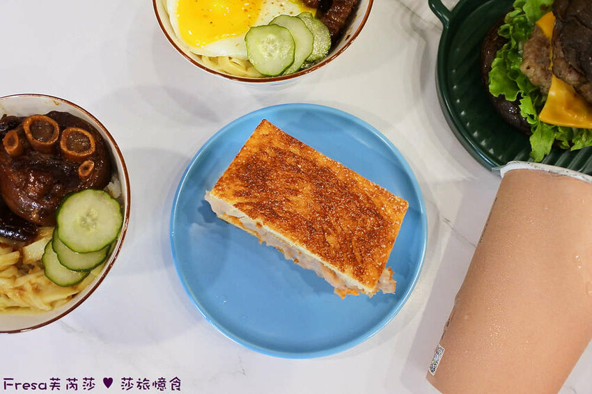 台南市善化區台南早午餐【玏食早午餐】九點開賣！爌肉飯＋豬腳飯一早吃飽飽.推薦８盎司漢堡排堡、芋泥肉鬆焦糖吐司│善化