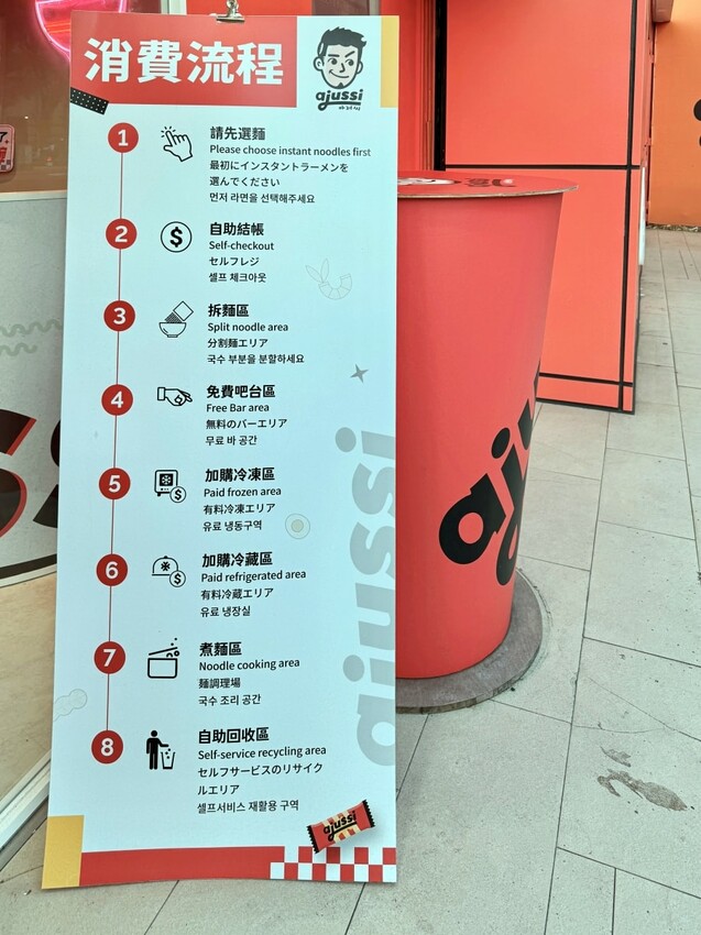 士林夜市24小時 ajussi 阿啾西拉麵圖書館-士林旗艦店 結合拾年茶事與自助泡麵的創新概念 I人也能吃的深夜食堂 – 藍色棉花糖咬蕃茄