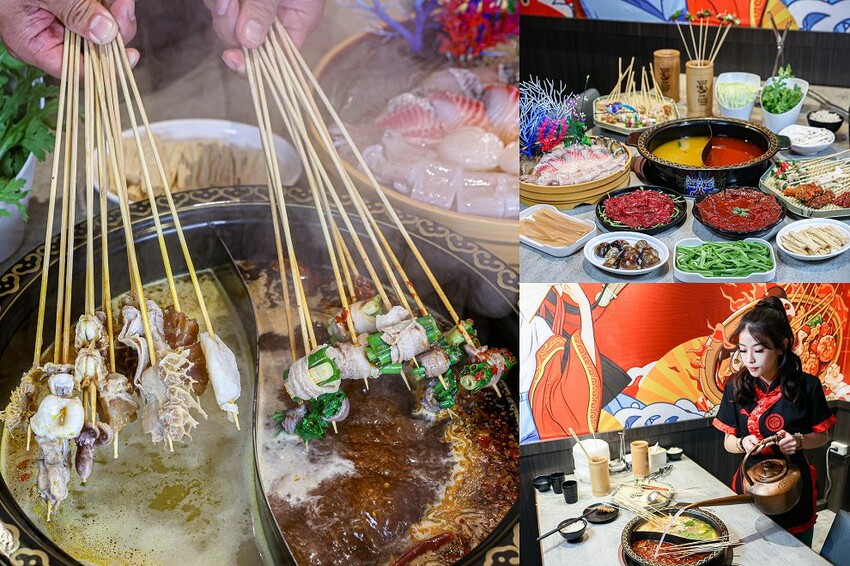 彰新路這家串串只要12元! 川味牛油麻辣湯底香麻帶勁、特製溫體牛、白飯飲料無限供應。蜀都串串火鍋彰化店