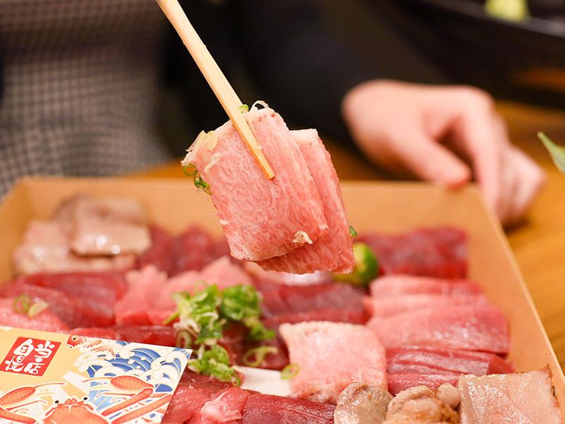 新竹日本料理！今日魚市浮誇生魚片船CP值超高，黑鮪魚套餐一次滿足。