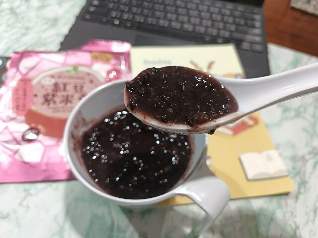 池上農會紅豆紫米粥，微甜即食下午茶首選，台東池上美食。