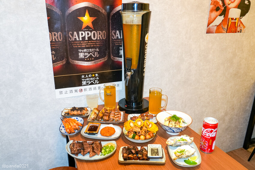 桃園｜和也串燒專門(桃園中正店)．多元水果口味串燒，浮誇啤酒柱聚餐必選！