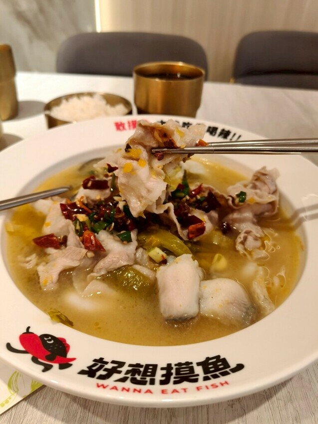台北京站美食推薦-好想摸魚台北京站店-大口吃酸菜魚感受那清新