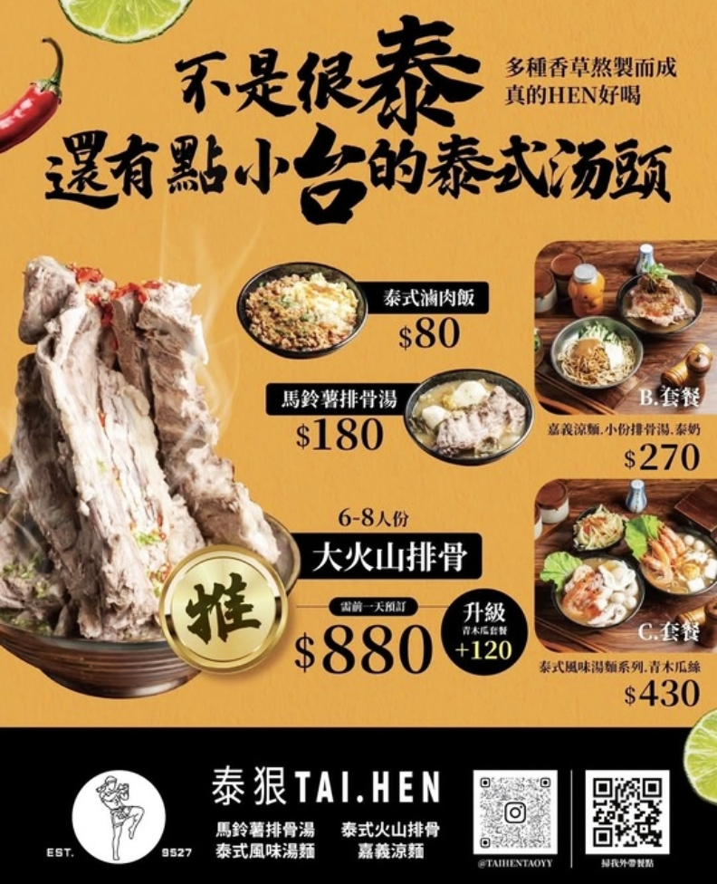 桃園火山排骨推薦｜泰狠 TAI.HEN～泰式X台味混搭的個人
