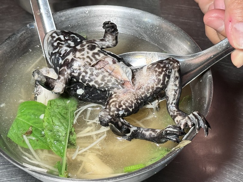 萬華梧州夜市必吃！50年蒜頭青蛙湯老店，搭魯肉飯整套吃。